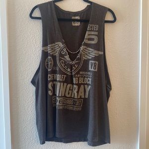 Furst of a Kind Vintage Graphic Muscle Tank with Removable Chain Detailing